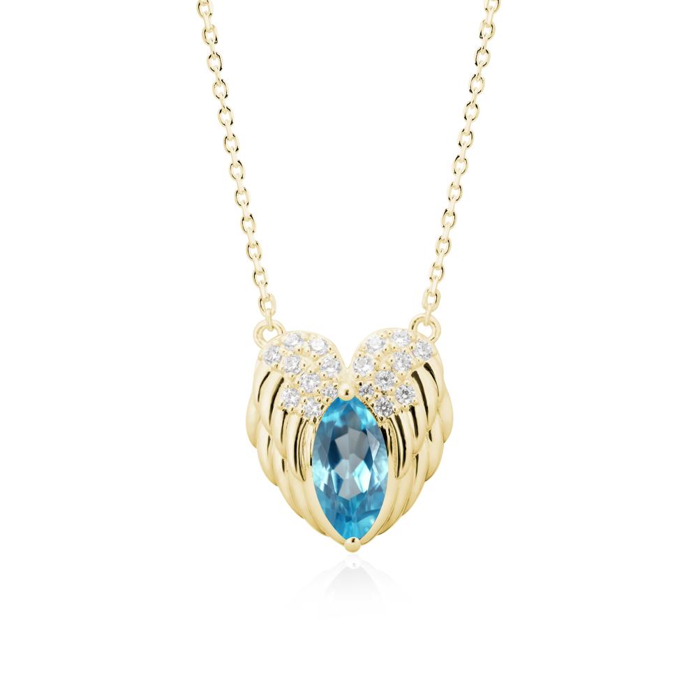 Guardian Angel Wings Swiss Blue Topaz Necklace - LUO Jewelry #metal_18k yellow gold