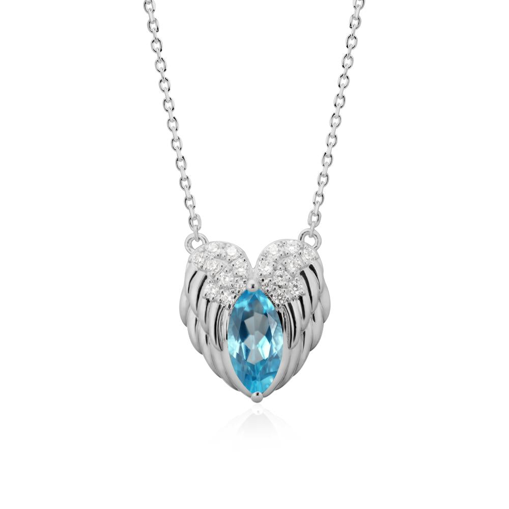 Guardian Angel Wings Swiss Blue Topaz Necklace - LUO Jewelry #metal_platinum
