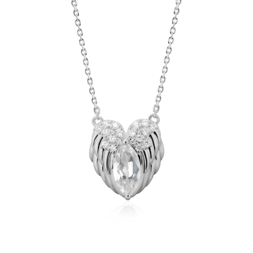 Marquise White Topaz   Angel Wings Heart Pendant - LUO Jewelry #metal_platinum