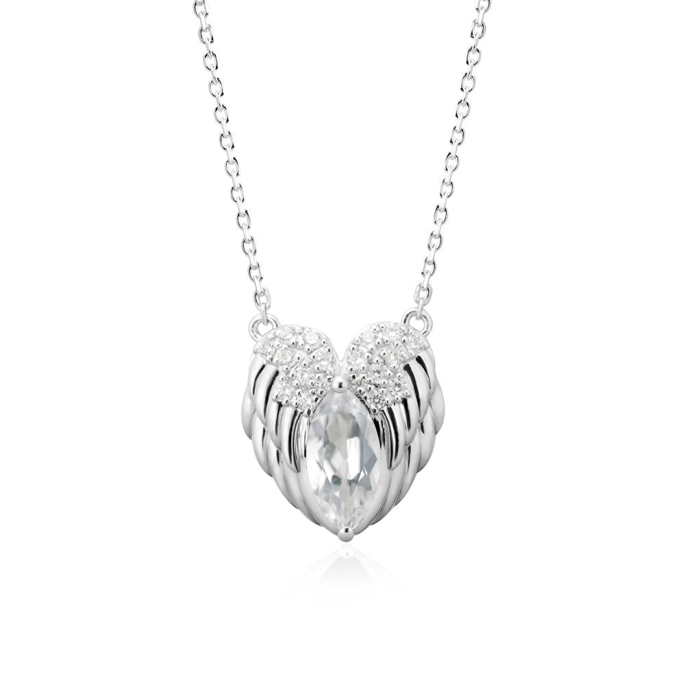 Marquise White Topaz   Angel Wings Heart Pendant - LUO Jewelry #metal_sterling silver