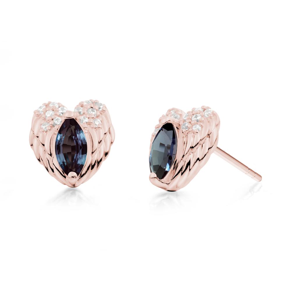 Guardian Angel Wings Alexandrite Stud Earrings - LUO Jewelry #metal_18k rose gold