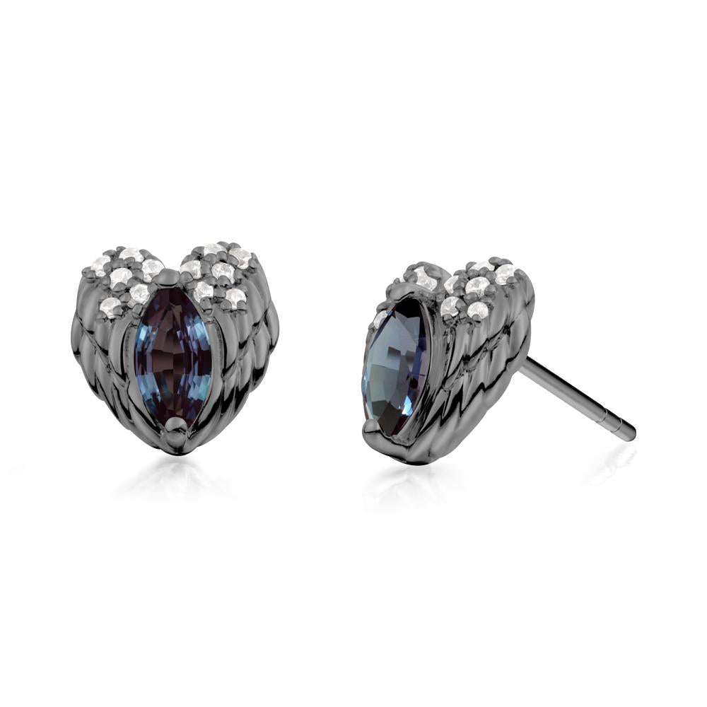 Guardian Angel Wings Alexandrite Stud Earrings - LUO Jewelry #metal_black finish sterling silver