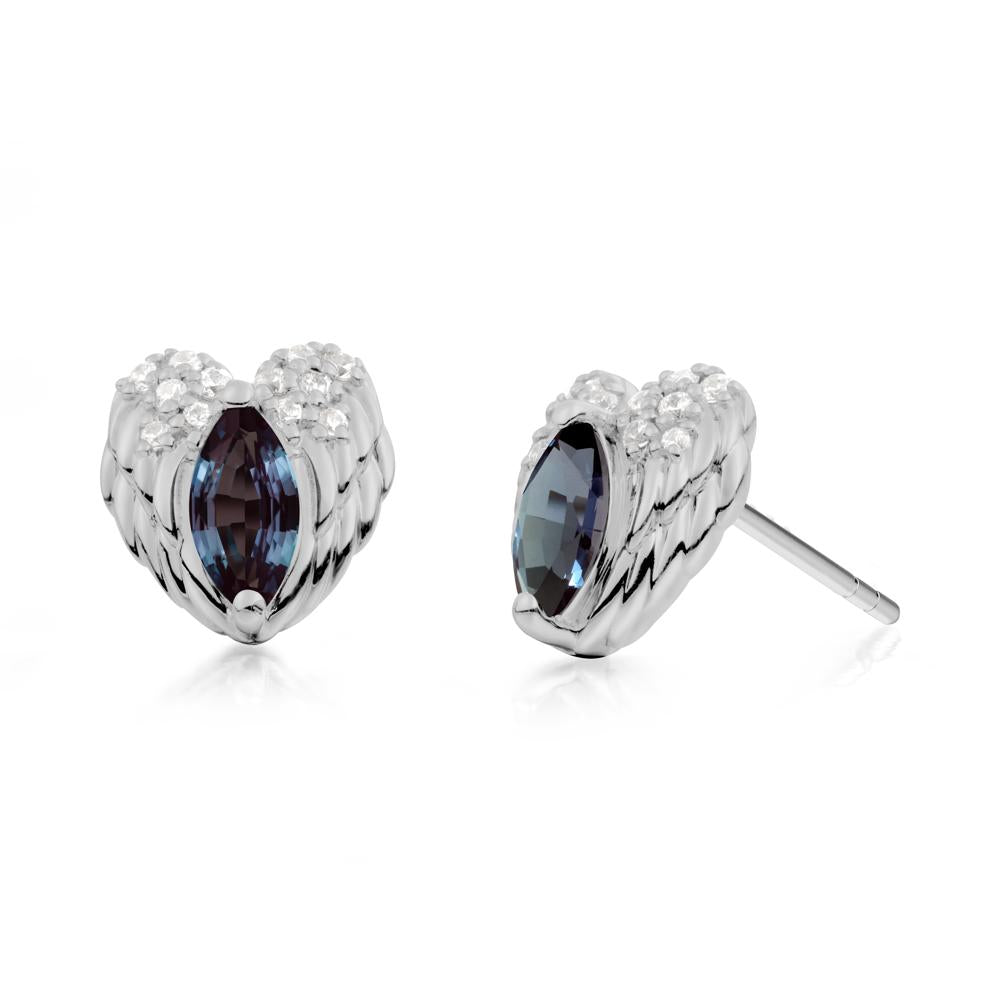 Guardian Angel Wings Alexandrite Stud Earrings - LUO Jewelry #metal_platinum