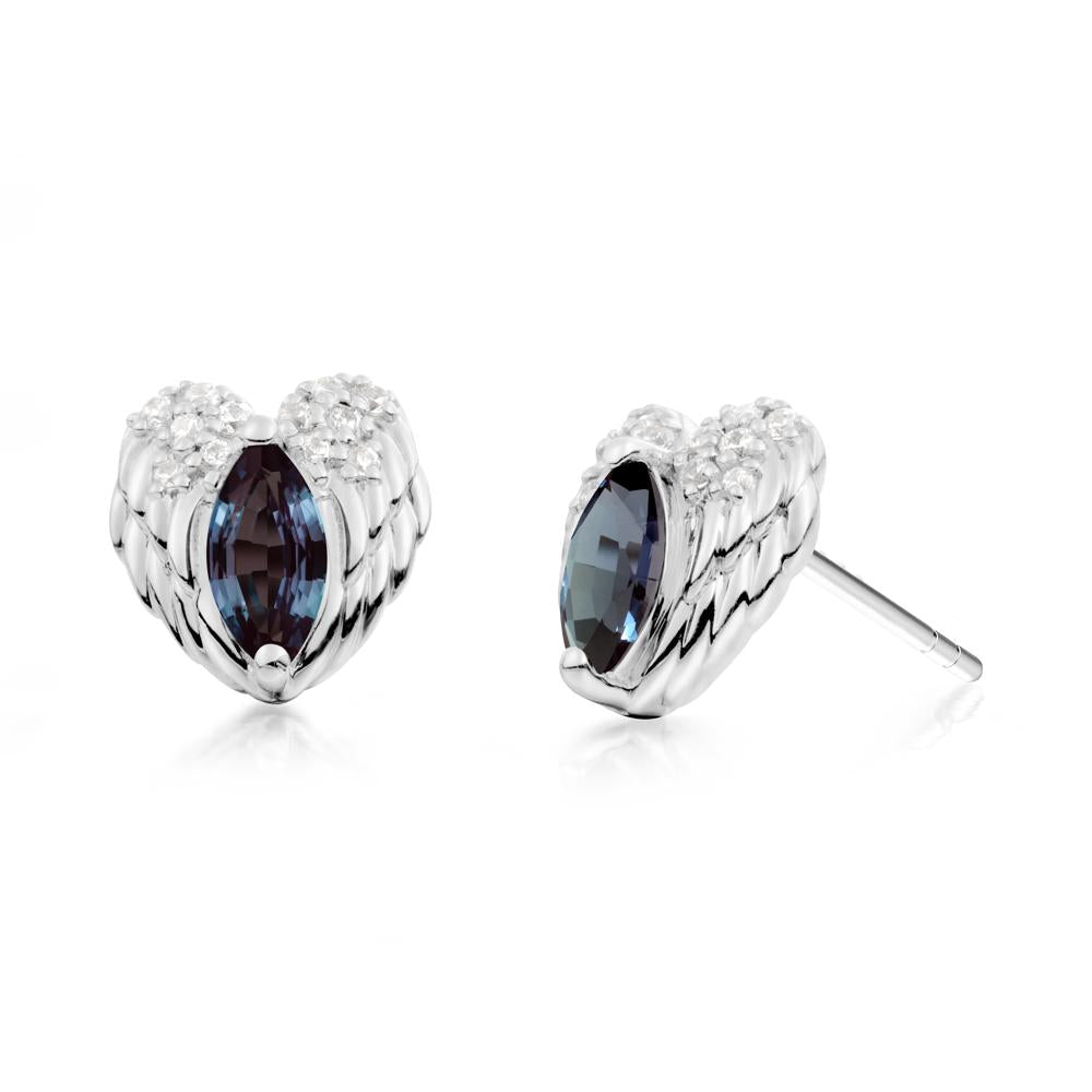Guardian Angel Wings Alexandrite Stud Earrings - LUO Jewelry #metal_sterling silver