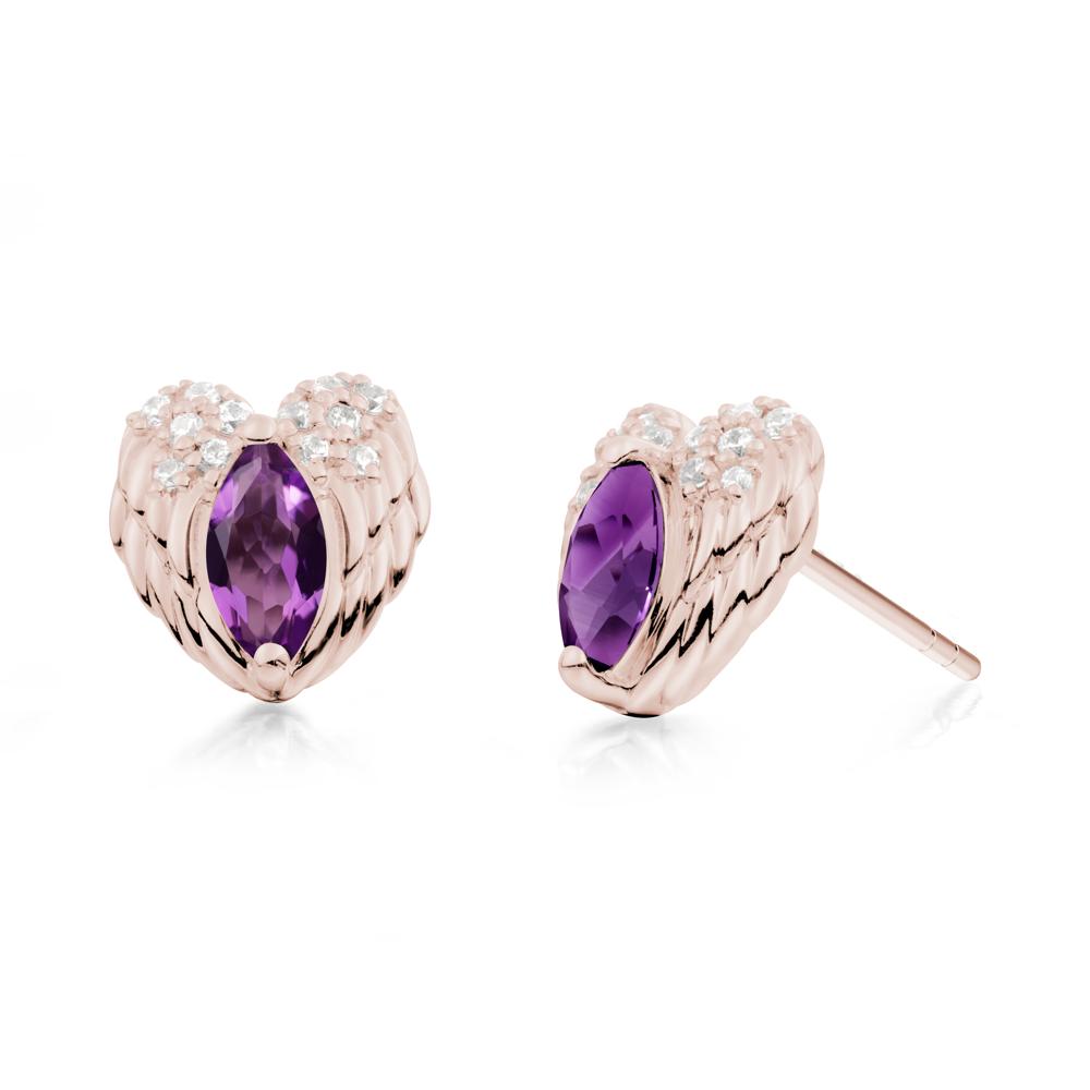 Guardian Angel Wings Amethyst Stud Earrings - LUO Jewelry #metal_14k rose gold