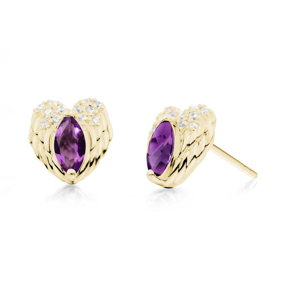 Guardian Angel Wings Amethyst Stud Earrings - LUO Jewelry #metal_18k yellow gold