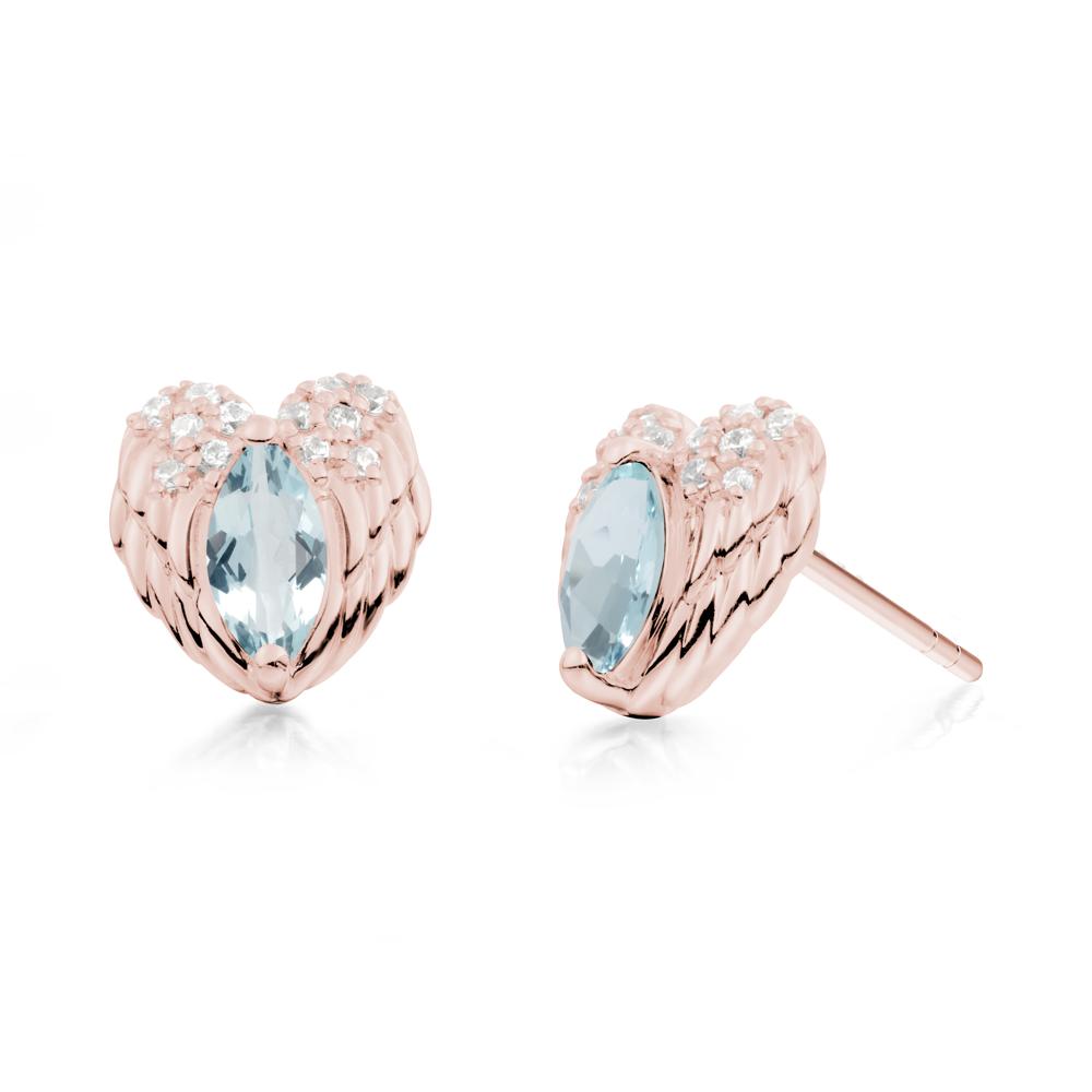 Guardian Angel Wings Aquamarine Stud Earrings - LUO Jewelry #metal_18k rose gold