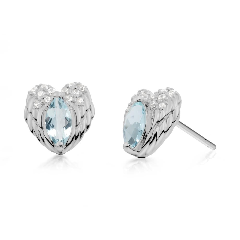 Guardian Angel Wings Aquamarine Stud Earrings - LUO Jewelry #metal_platinum