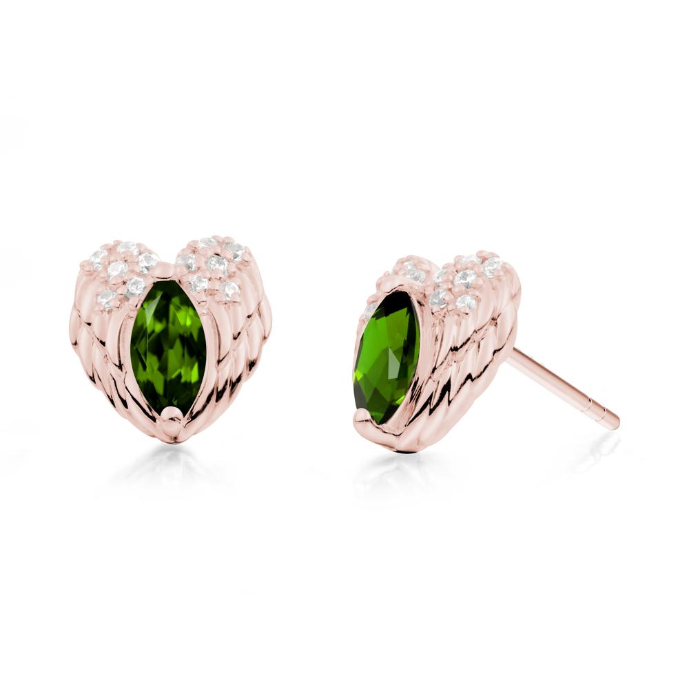 Marquise Diopside Angel Wings Heart Stud Earrings - LUO Jewelry #metal_18k rose gold
