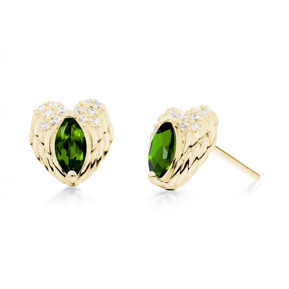 Marquise Diopside Angel Wings Heart Stud Earrings - LUO Jewelry #metal_18k yellow gold