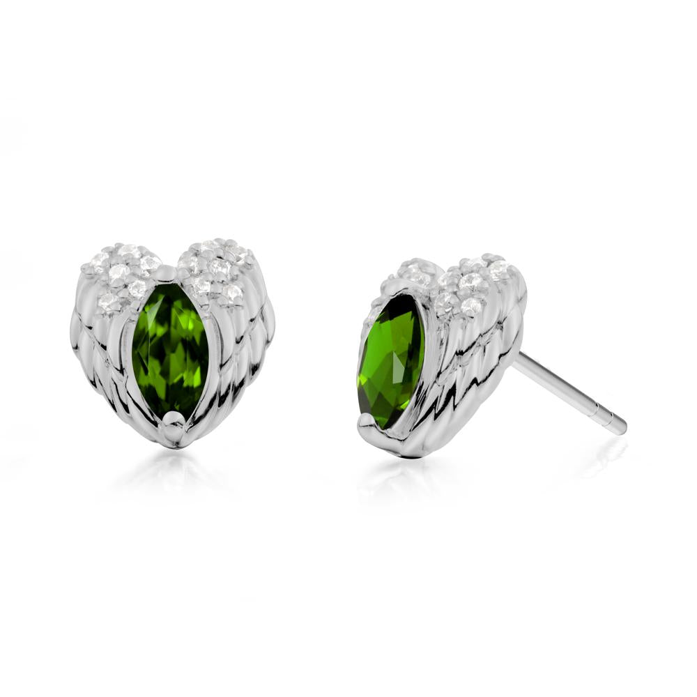 Marquise Diopside Angel Wings Heart Stud Earrings - LUO Jewelry #metal_platinum