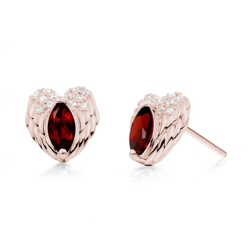 Guardian Angel Wings Garnet Stud Earrings - LUO Jewelry #metal_14k rose gold