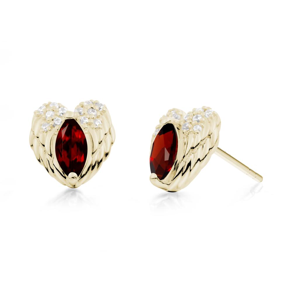 Guardian Angel Wings Garnet Stud Earrings - LUO Jewelry #metal_14k yellow gold
