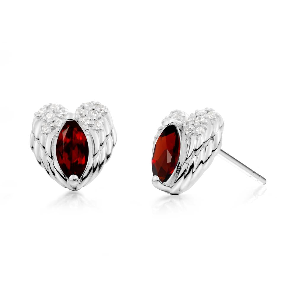 Guardian Angel Wings Garnet Stud Earrings - LUO Jewelry #metal_18k white gold