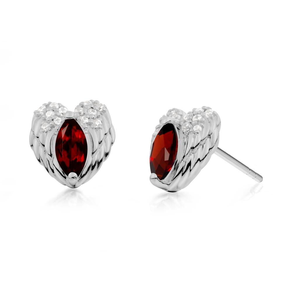 Guardian Angel Wings Garnet Stud Earrings - LUO Jewelry #metal_platinum