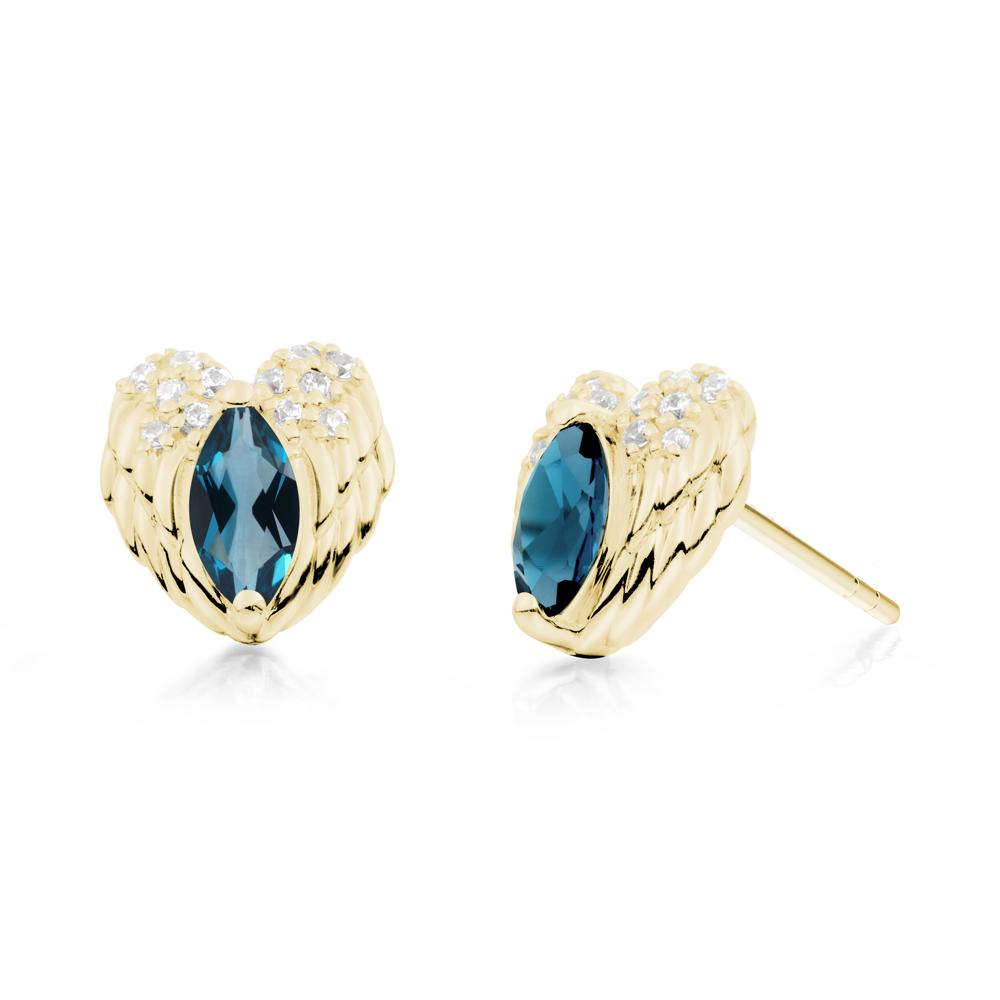 Guardian Angel Wings London Blue Topaz Stud Earrings - LUO Jewelry #metal_18k yellow gold
