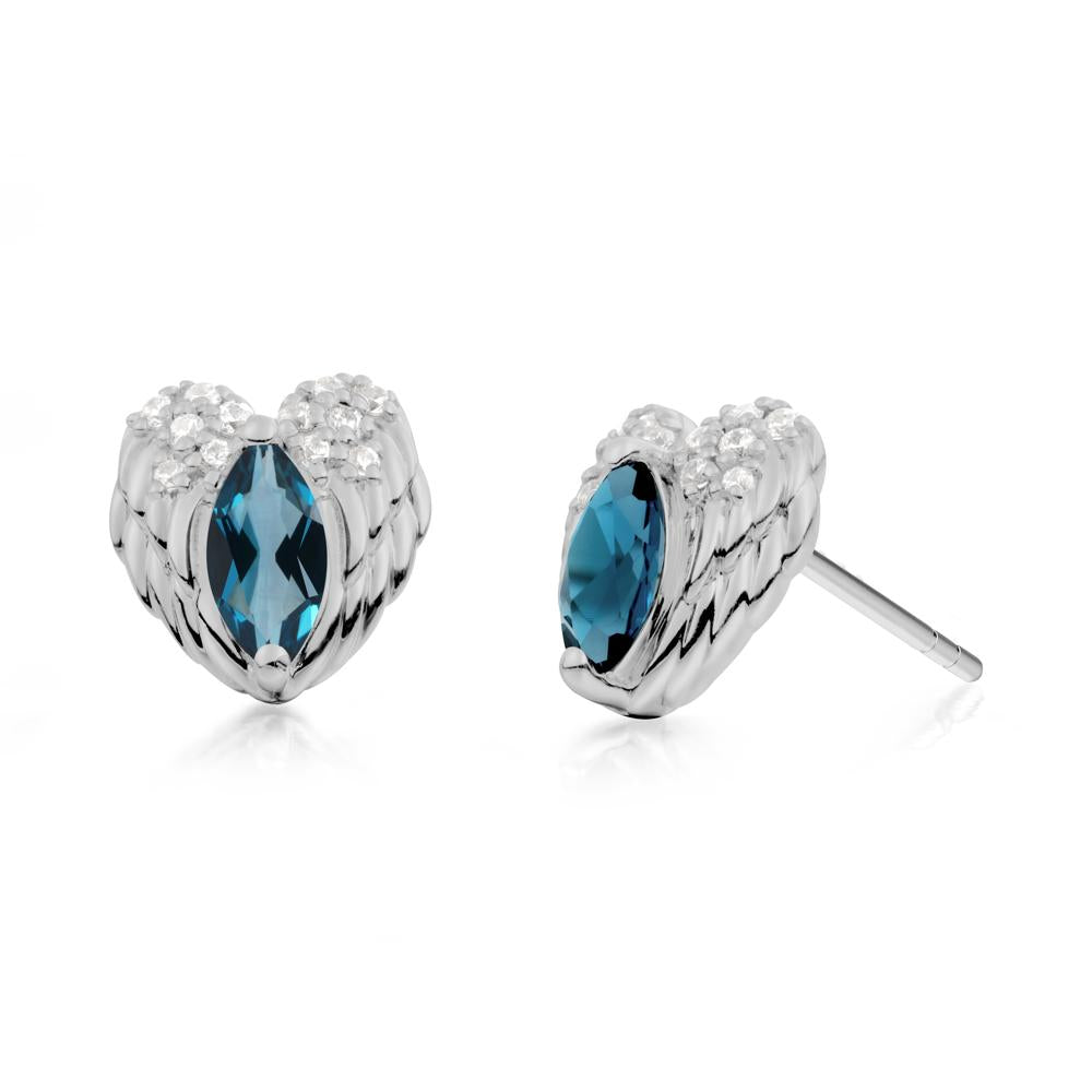 Guardian Angel Wings London Blue Topaz Stud Earrings - LUO Jewelry #metal_platinum