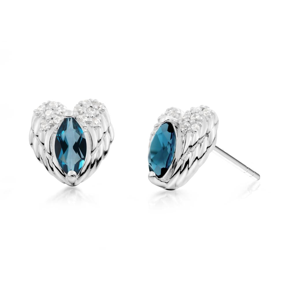 Guardian Angel Wings London Blue Topaz Stud Earrings - LUO Jewelry #metal_sterling silver
