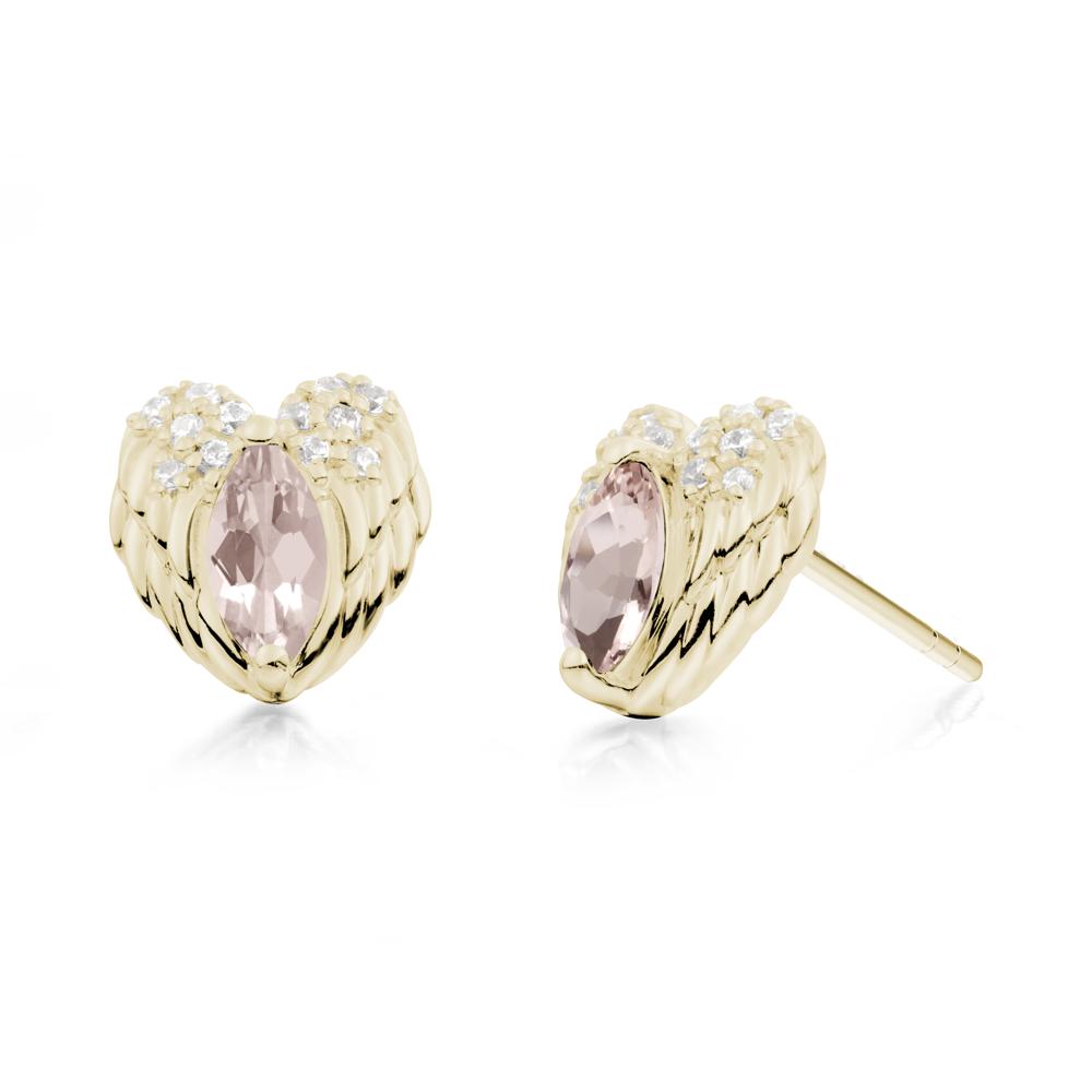 Guardian Angel Wings Morganite Stud Earrings - LUO Jewelry #metal_14k yellow gold
