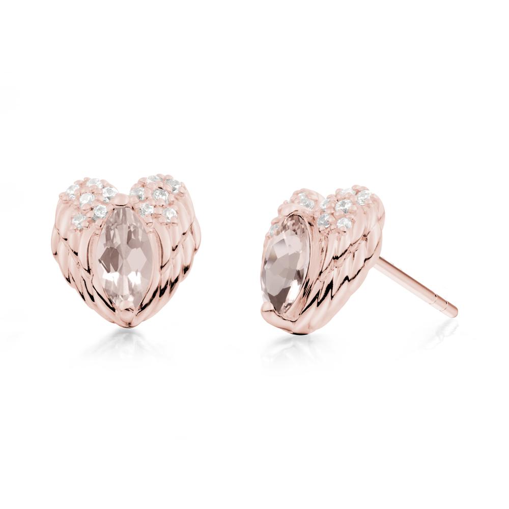 Guardian Angel Wings Morganite Stud Earrings - LUO Jewelry #metal_18k rose gold