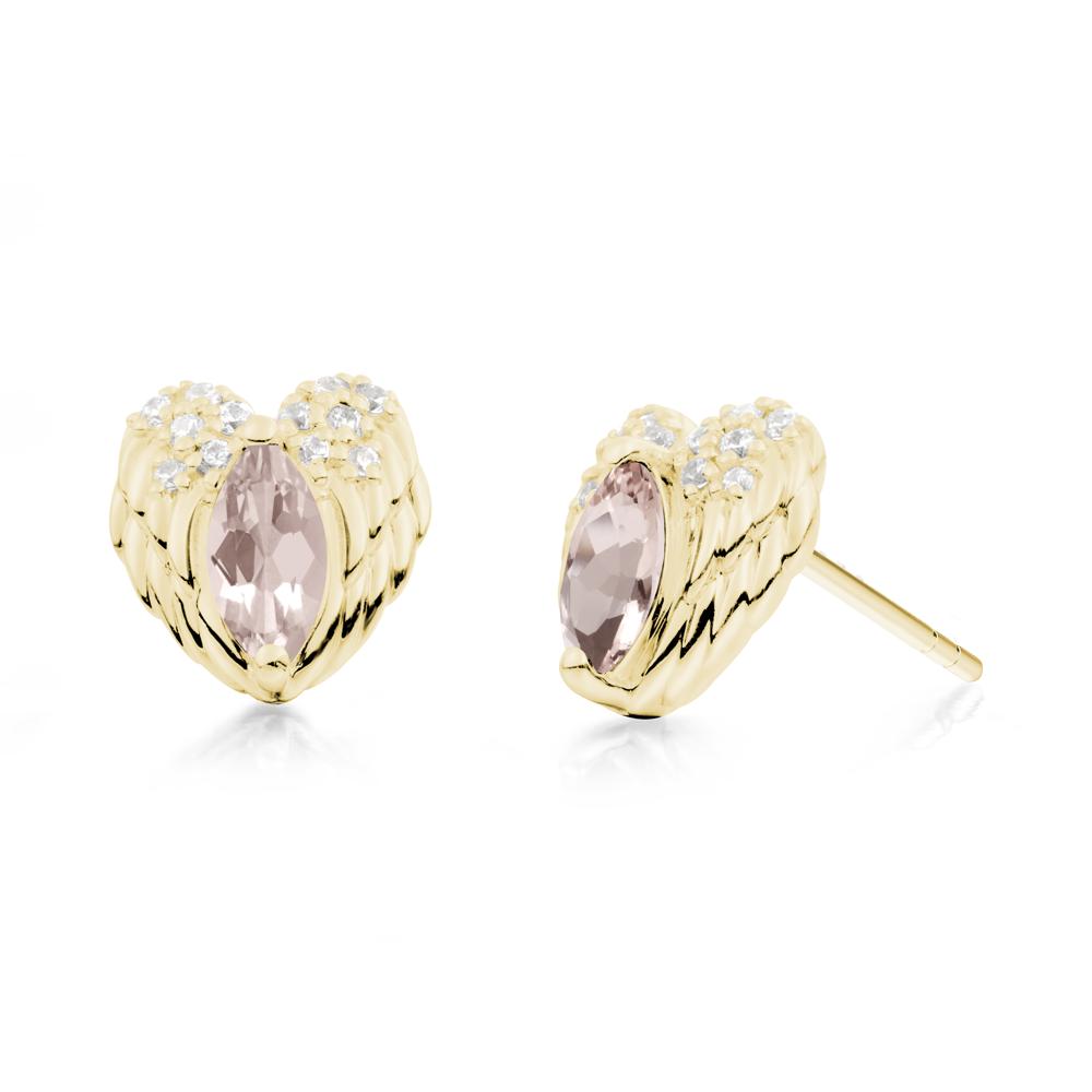 Guardian Angel Wings Morganite Stud Earrings - LUO Jewelry #metal_18k yellow gold
