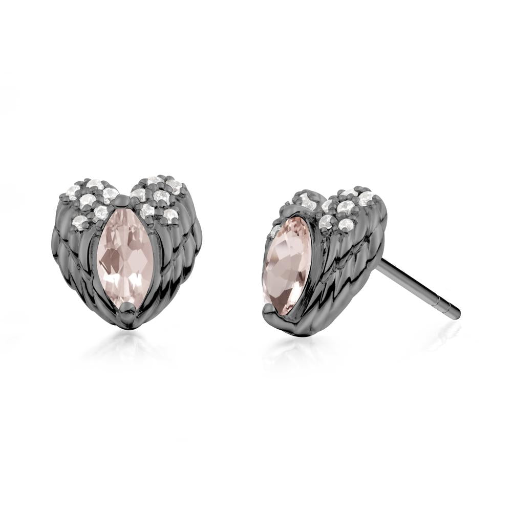 Guardian Angel Wings Morganite Stud Earrings - LUO Jewelry #metal_black finish sterling silver