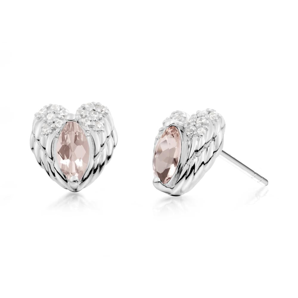 Guardian Angel Wings Morganite Stud Earrings - LUO Jewelry #metal_sterling silver