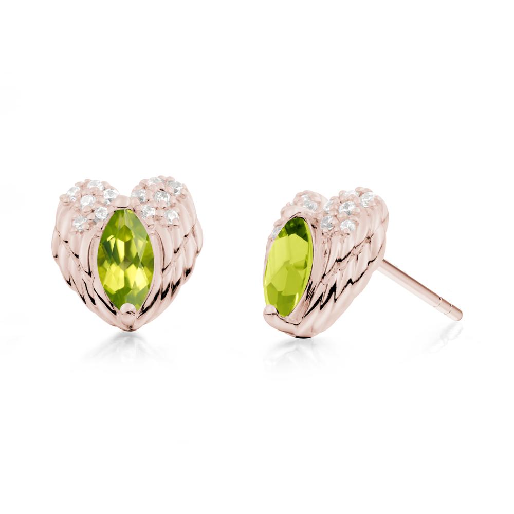 Guardian Angel Wings Peridot Stud Earrings - LUO Jewelry #metal_14k rose gold