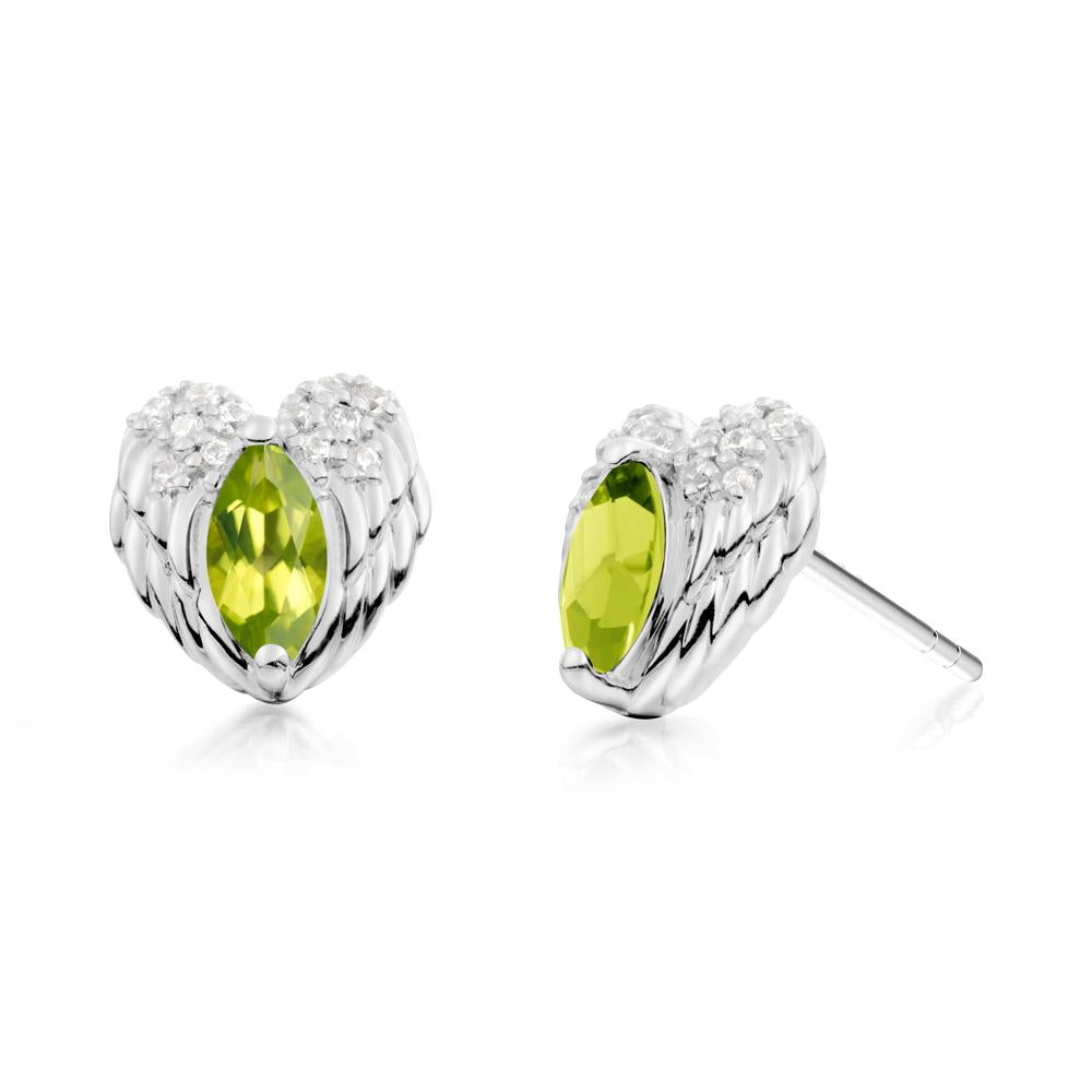 Guardian Angel Wings Peridot Stud Earrings - LUO Jewelry #metal_14k white gold