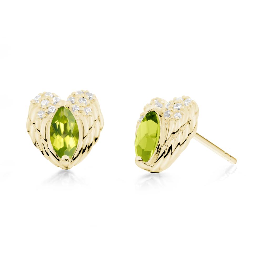 Guardian Angel Wings Peridot Stud Earrings - LUO Jewelry #metal_18k yellow gold