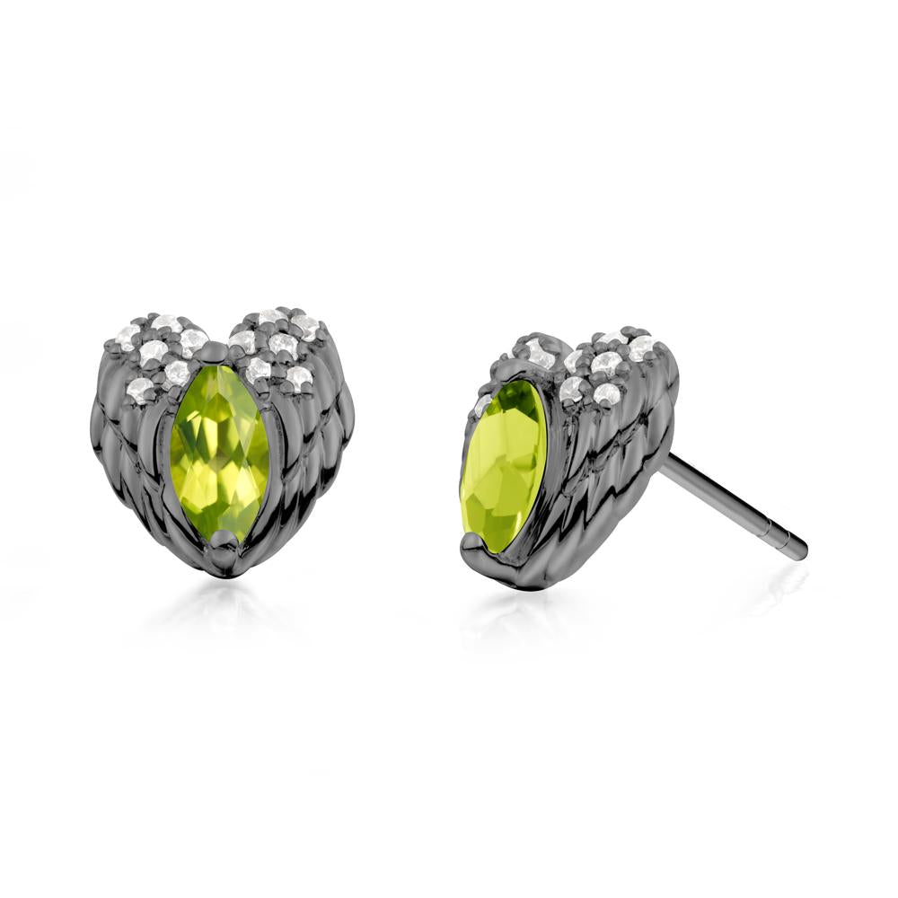 Guardian Angel Wings Peridot Stud Earrings - LUO Jewelry #metal_black finish sterling silver