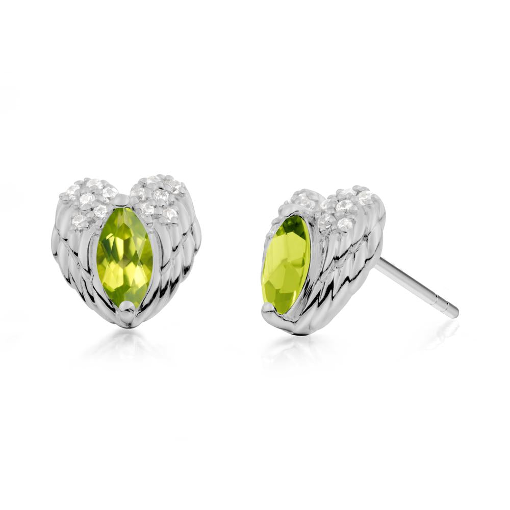 Guardian Angel Wings Peridot Stud Earrings - LUO Jewelry #metal_platinum
