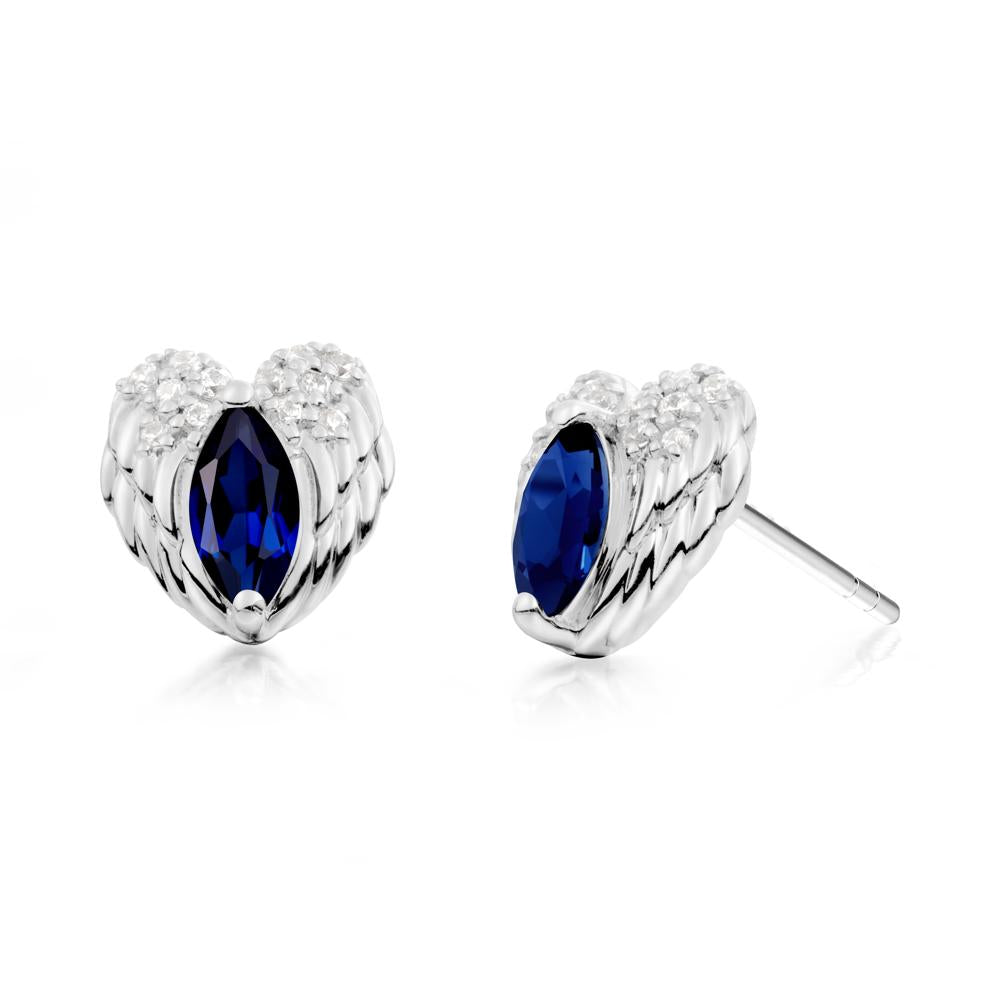 Guardian Angel Wings Sapphire Stud Earrings - LUO Jewelry #metal_14k white gold