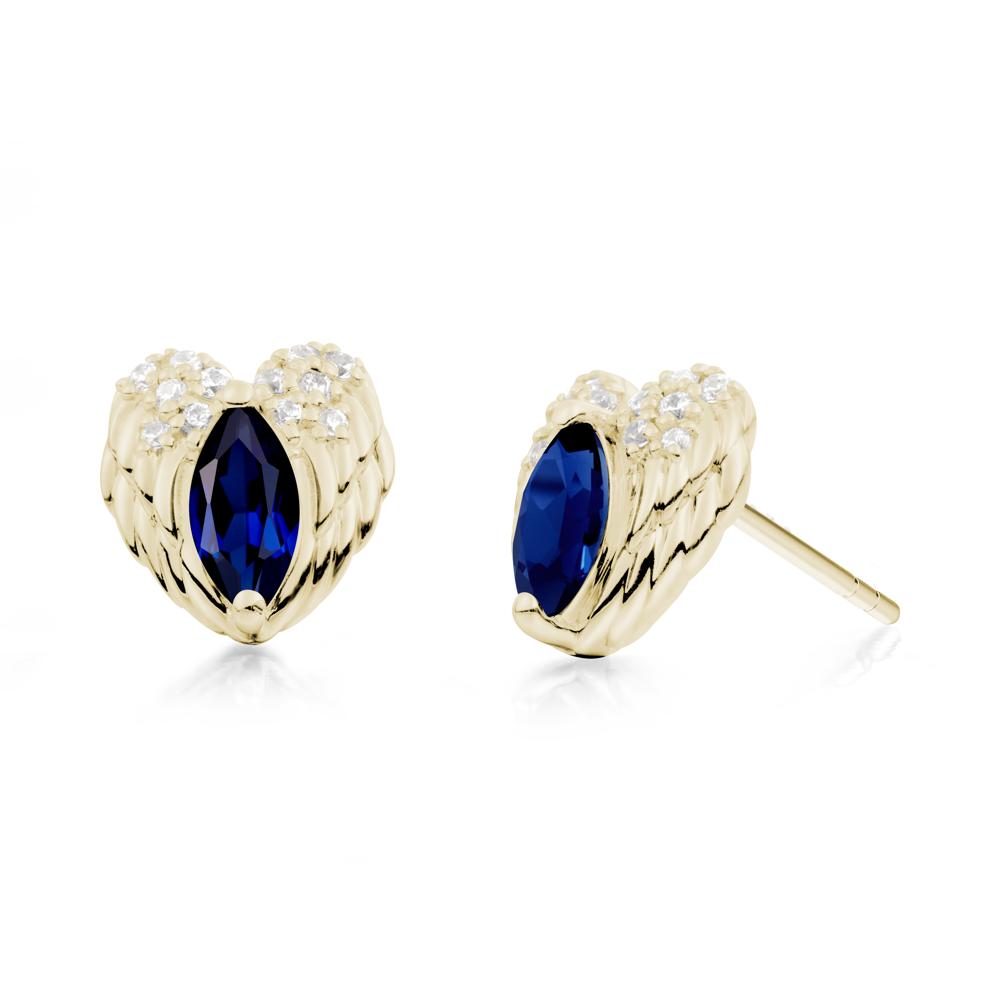 Guardian Angel Wings Sapphire Stud Earrings - LUO Jewelry #metal_14k yellow gold