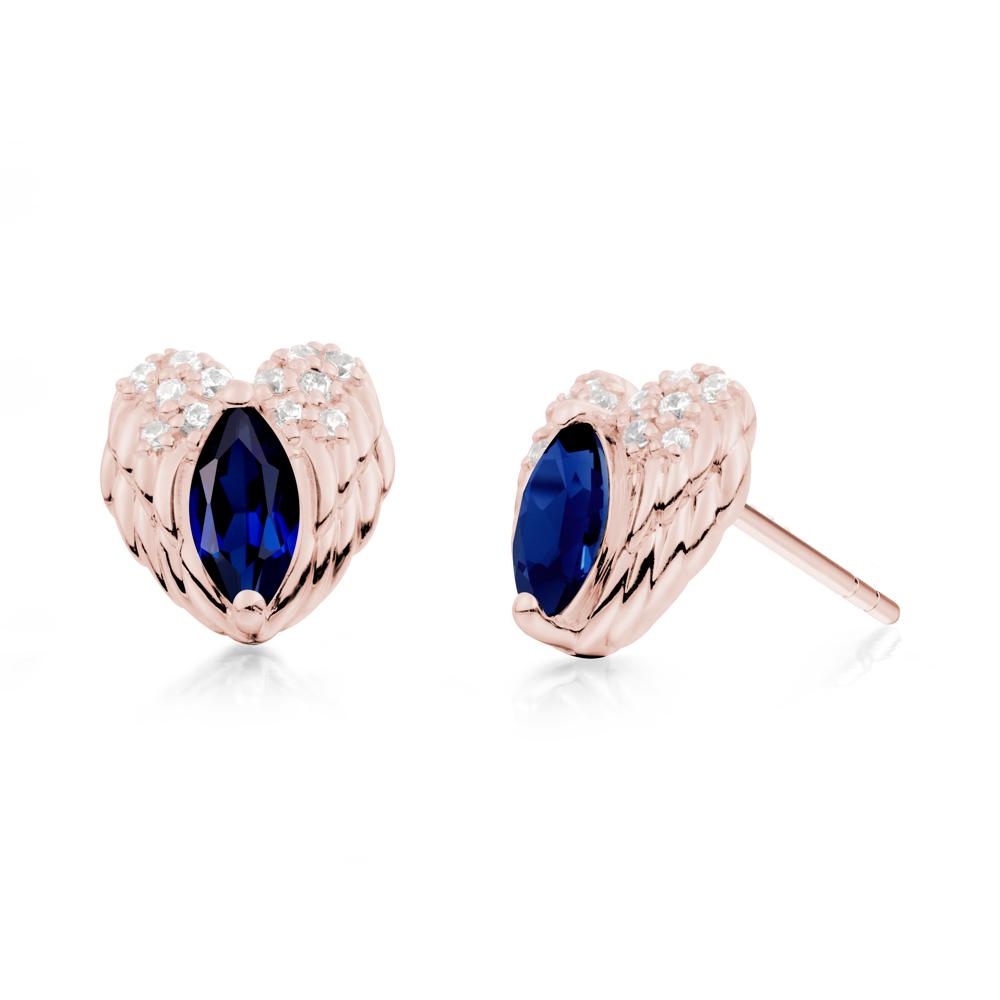 Guardian Angel Wings Sapphire Stud Earrings - LUO Jewelry #metal_18k rose gold