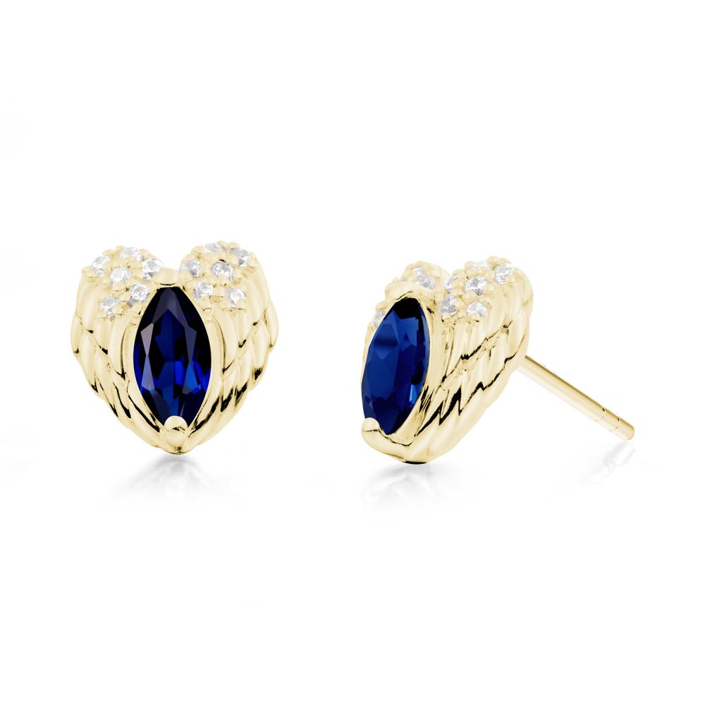 Guardian Angel Wings Sapphire Stud Earrings - LUO Jewelry #metal_18k yellow gold