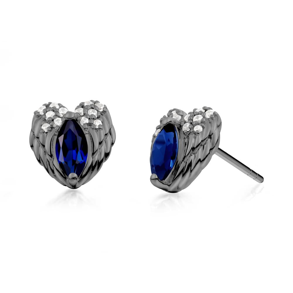 Guardian Angel Wings Sapphire Stud Earrings - LUO Jewelry #metal_black finish sterling silver