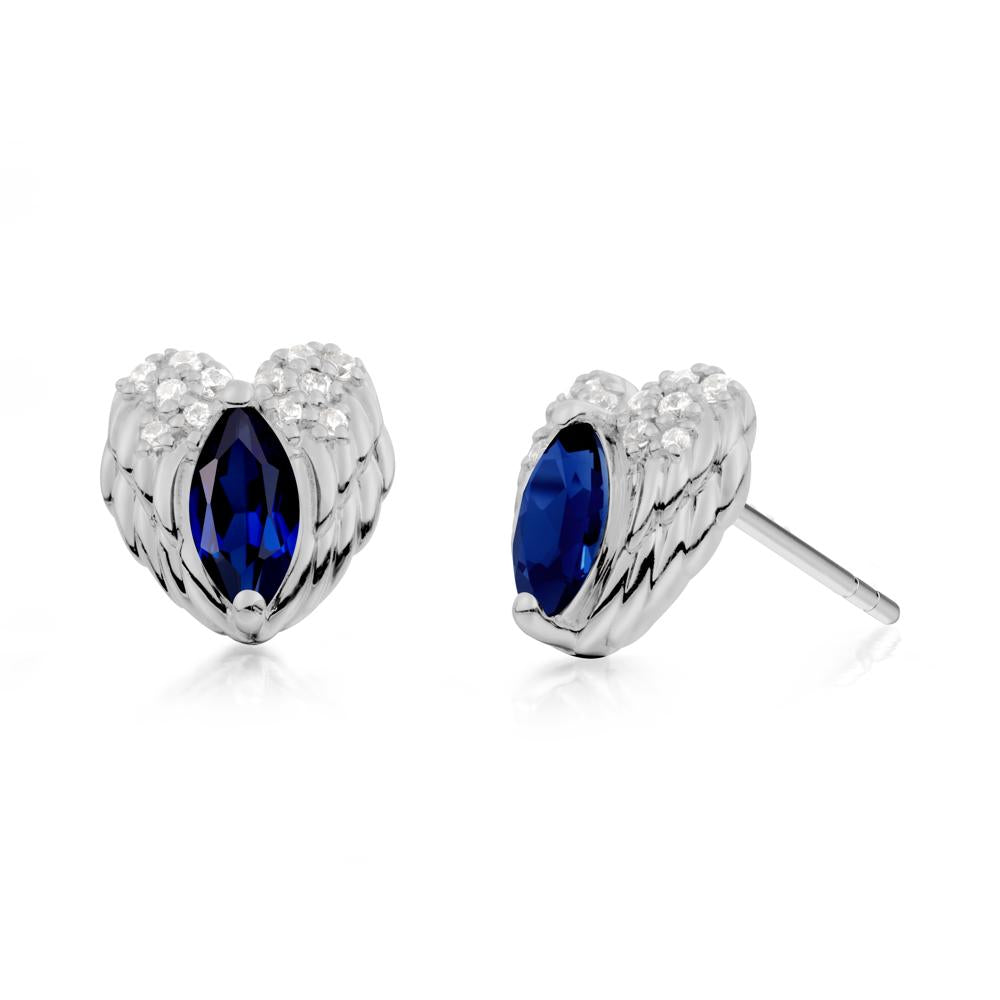 Guardian Angel Wings Sapphire Stud Earrings - LUO Jewelry #metal_platinum