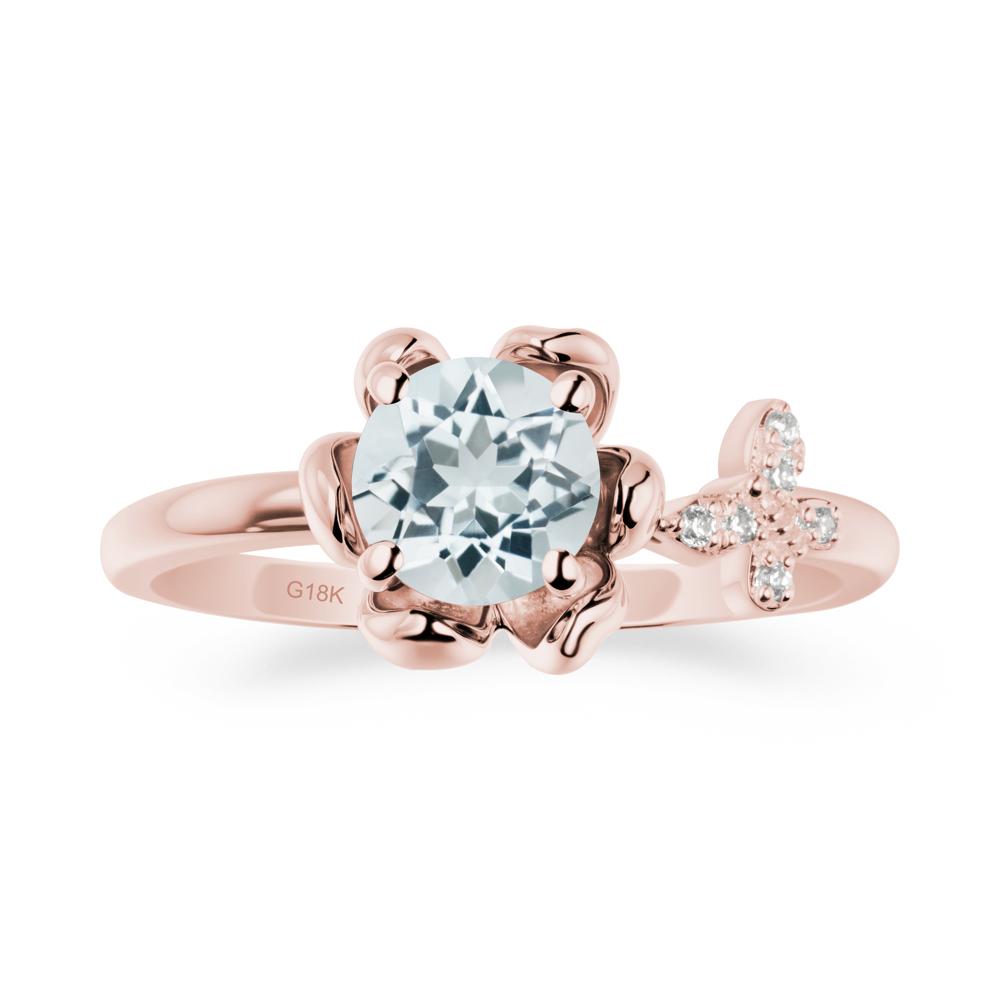 Round Aquamarine Petal Promise Ring - LUO Jewelry #metal_18k rose gold