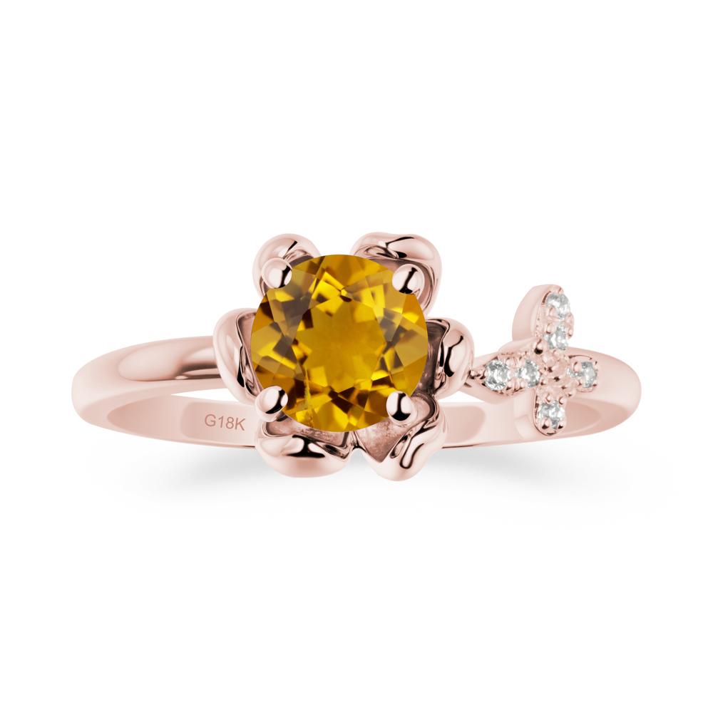 Round Citrine Petal Halo Ring - LUO Jewelry #metal_18k rose gold