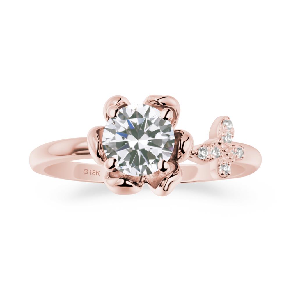 Round Cubic Zirconia Petal Promise Ring - LUO Jewelry #metal_18k rose gold