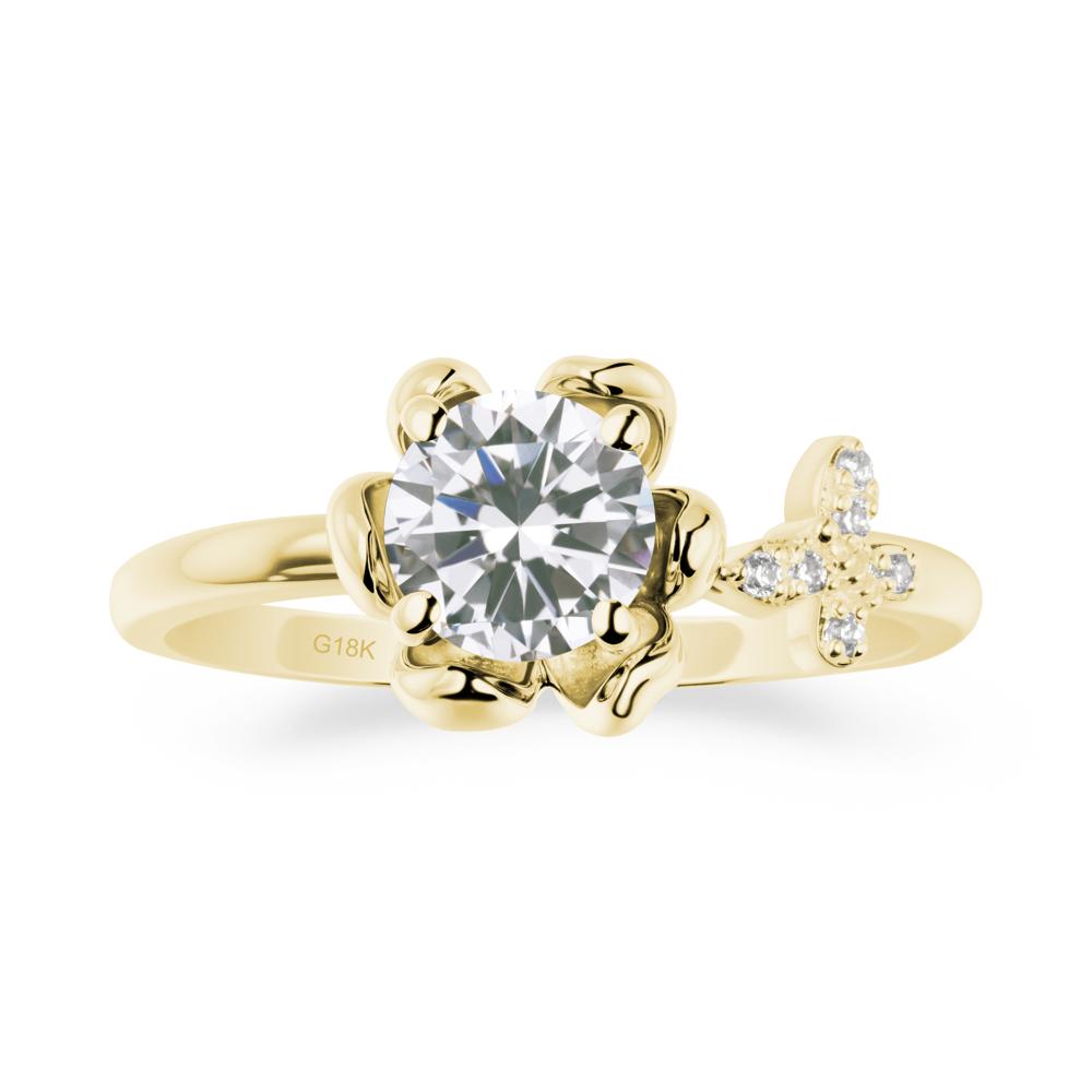 Round Cubic Zirconia Petal Promise Ring - LUO Jewelry #metal_18k yellow gold