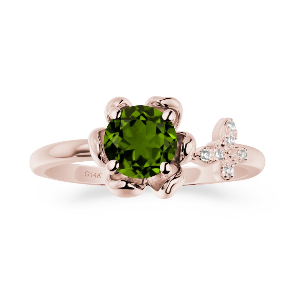 Floral Inspired Diopside Ring with Butterfly - LUO Jewelry #metal_14k rose gold
