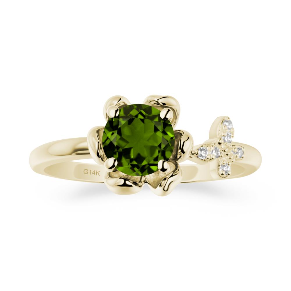 Floral Inspired Diopside Ring with Butterfly - LUO Jewelry #metal_14k yellow gold