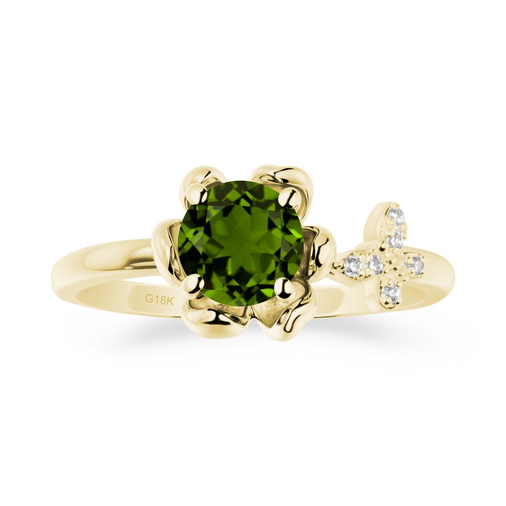 Floral Inspired Diopside Ring with Butterfly - LUO Jewelry #metal_18k yellow gold