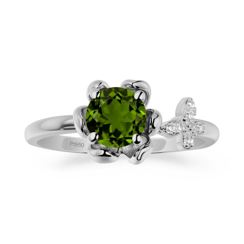 Floral Inspired Diopside Ring with Butterfly - LUO Jewelry #metal_platinum