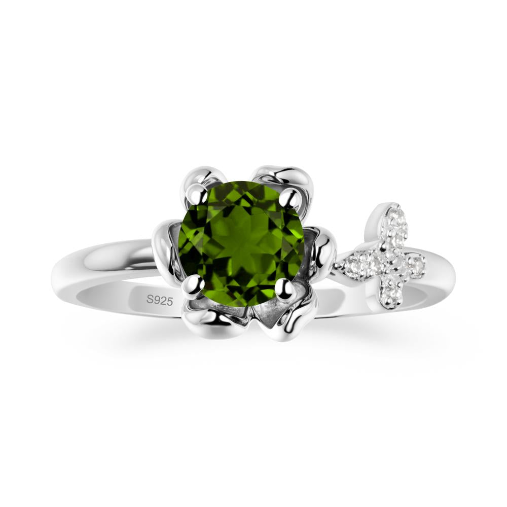 Floral Inspired Diopside Ring with Butterfly - LUO Jewelry #metal_sterling silver
