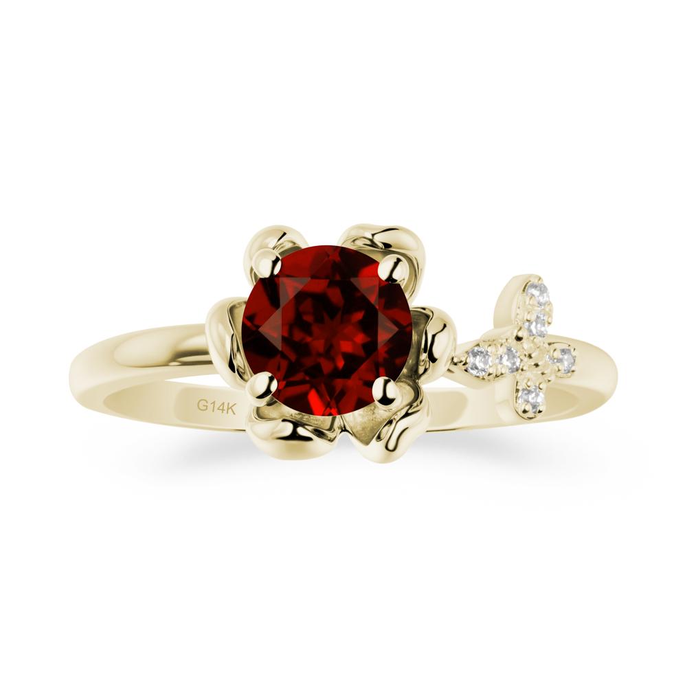 Round Garnet Petal Promise Ring - LUO Jewelry #metal_14k yellow gold