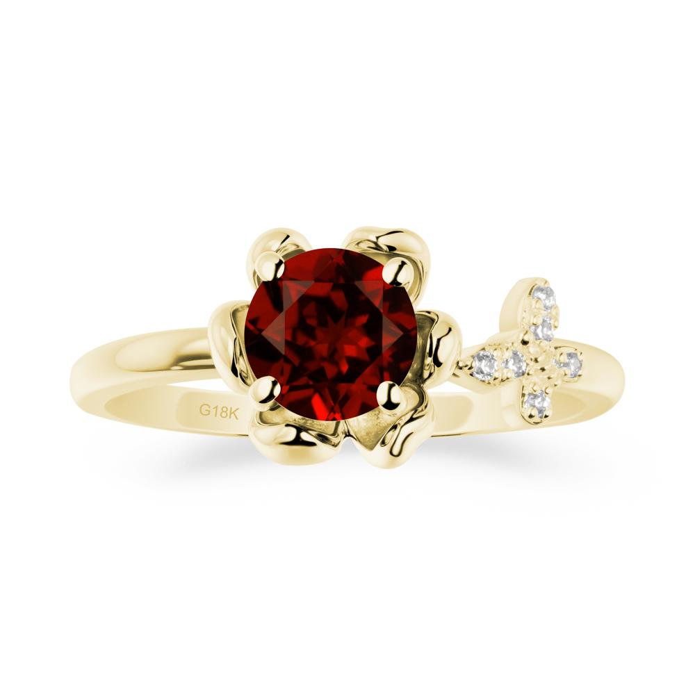 Round Garnet Petal Promise Ring - LUO Jewelry #metal_18k yellow gold