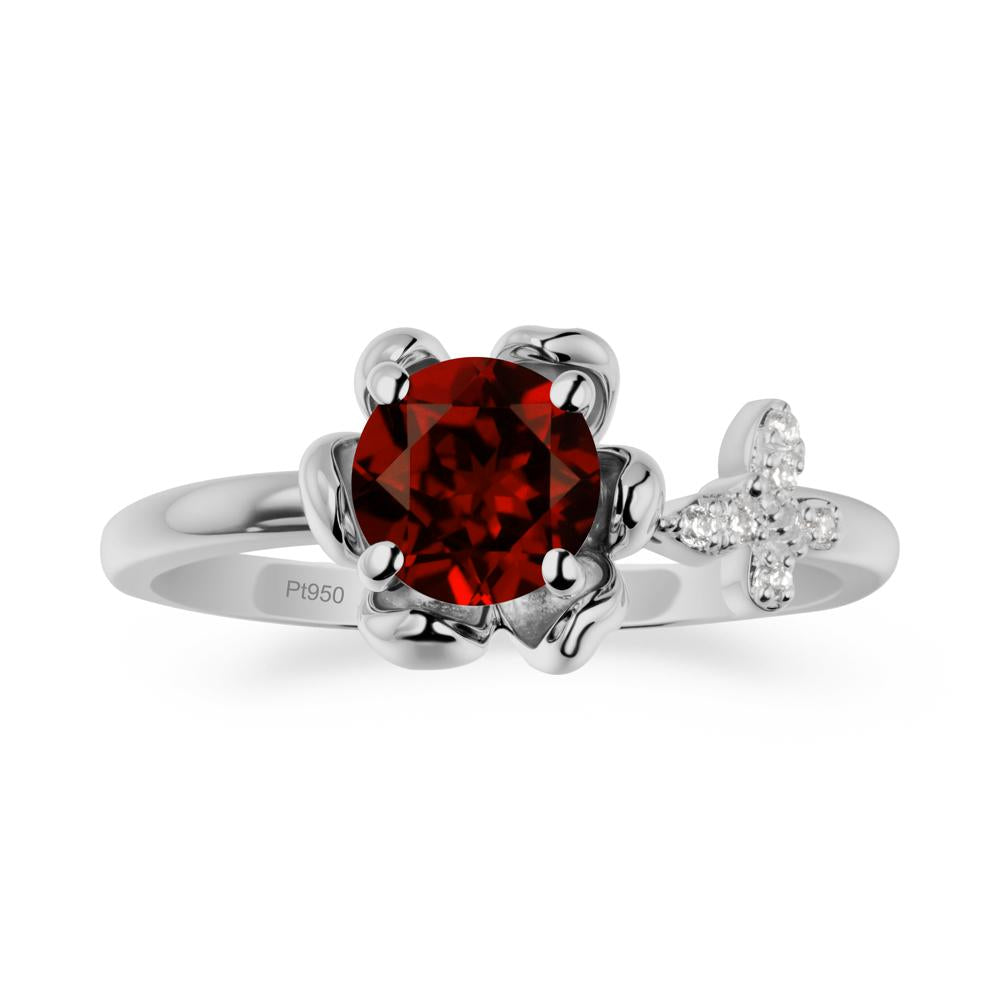 Round Garnet Petal Promise Ring - LUO Jewelry #metal_platinum